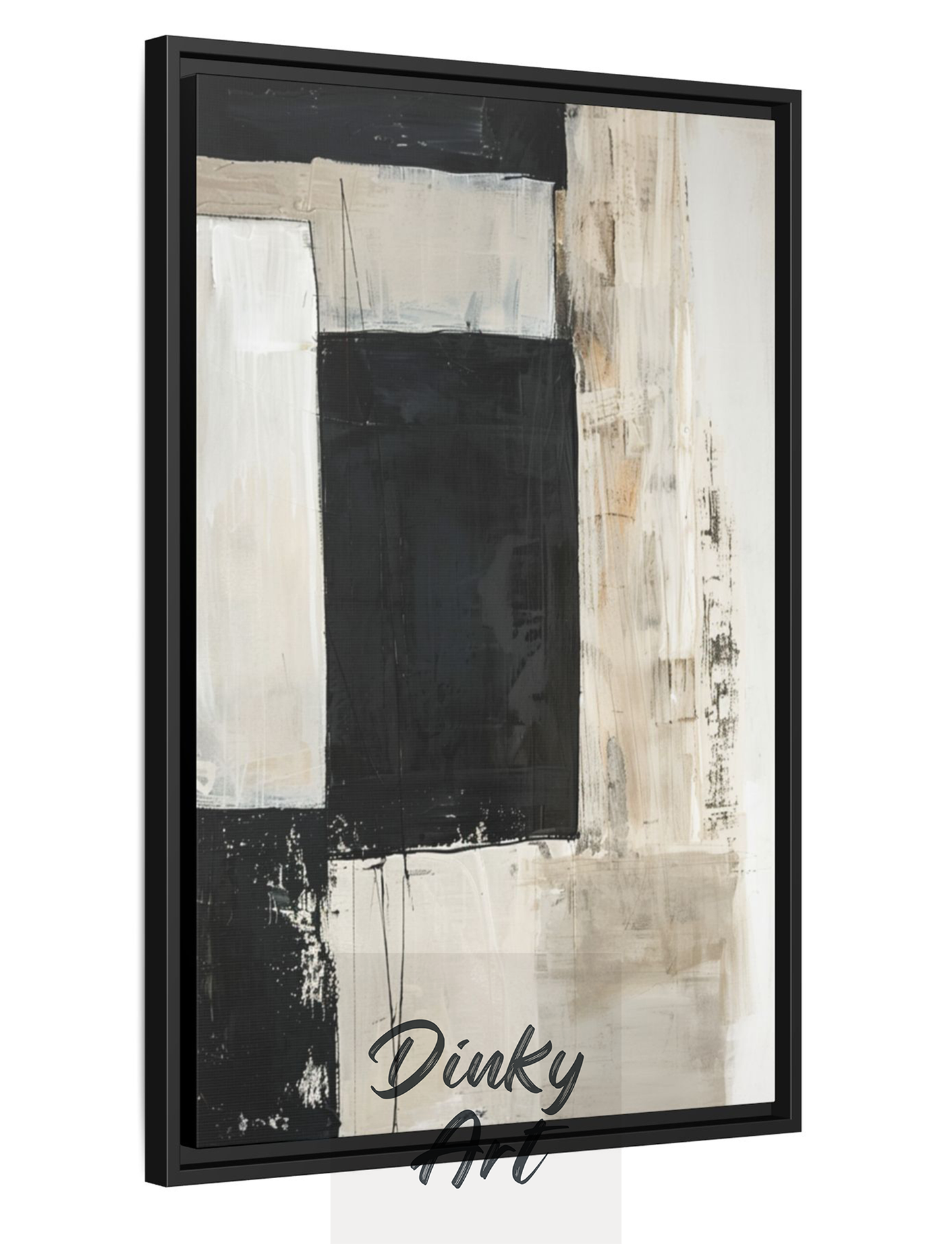 Modern Neutral Abstract Painting | วาดมือสีน้ำมันบนผ้าใบ | Dinky Art