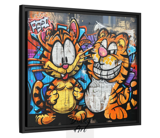 Playful Cat and Smiling Tiger Mural