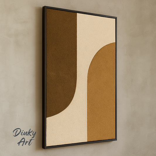 Soft Curves in Earth Tones ภาพศิลปะนามธรรม โทนเอิร์ธโทน | งานแฮนด์เมดบนผ้าใบ