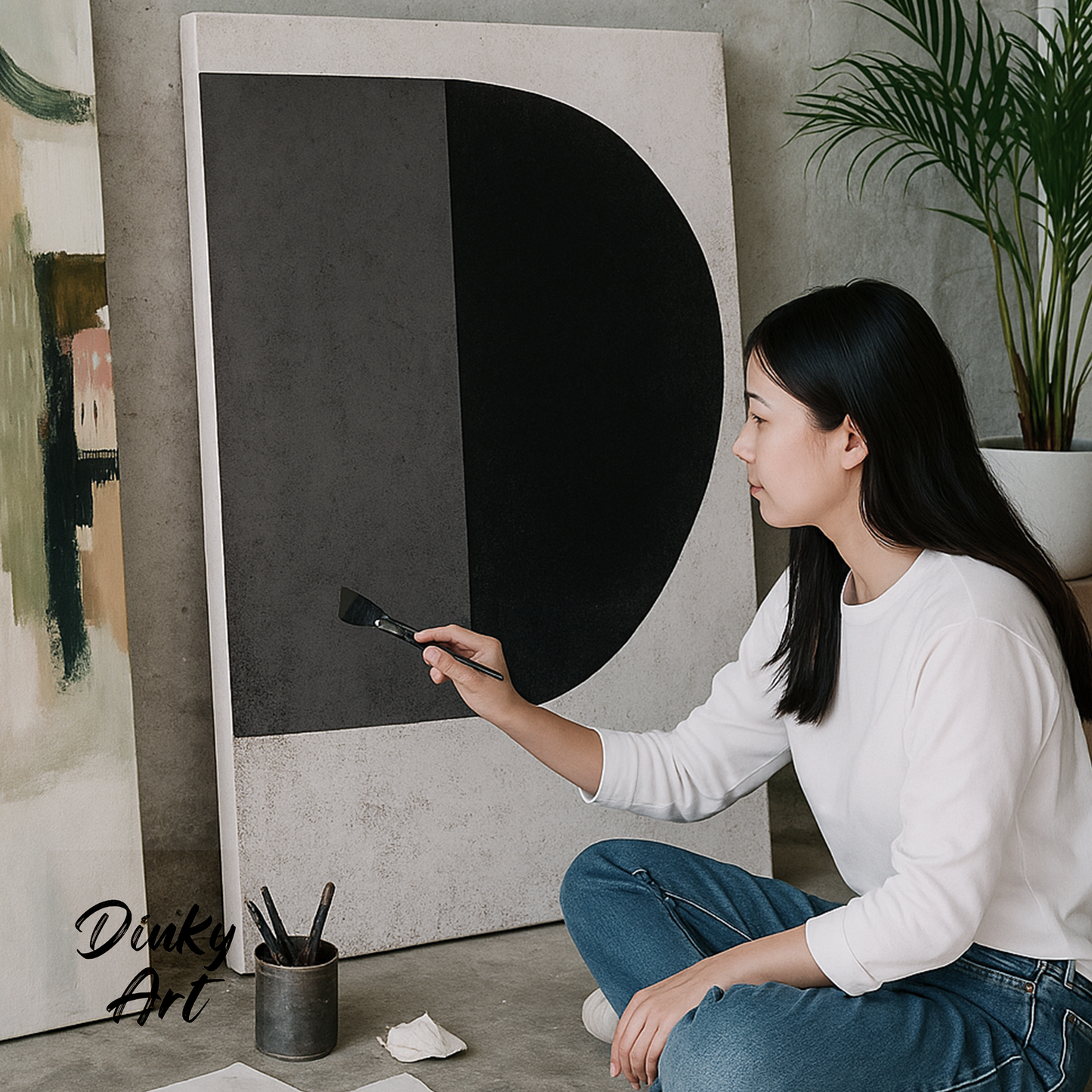 Minimalist Grey Black and White Tones Hand-Painted Art | Custom Sizes | Commission Available