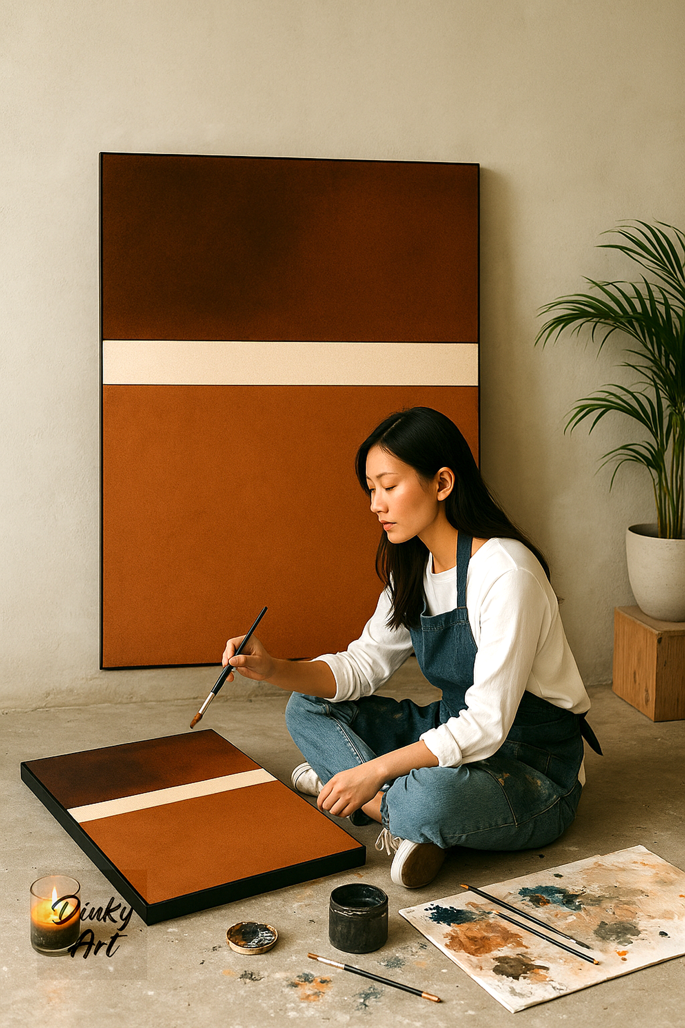 Minimalist Brown Tone Hand-Painted Art | Custom Sizes | Commission Available