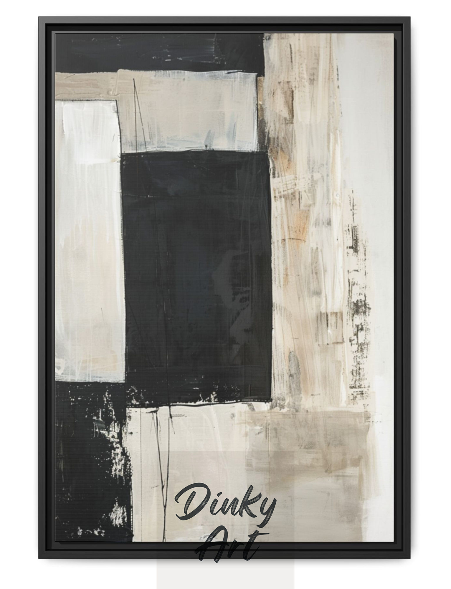 Modern Neutral Abstract Painting | วาดมือสีน้ำมันบนผ้าใบ | Dinky Art