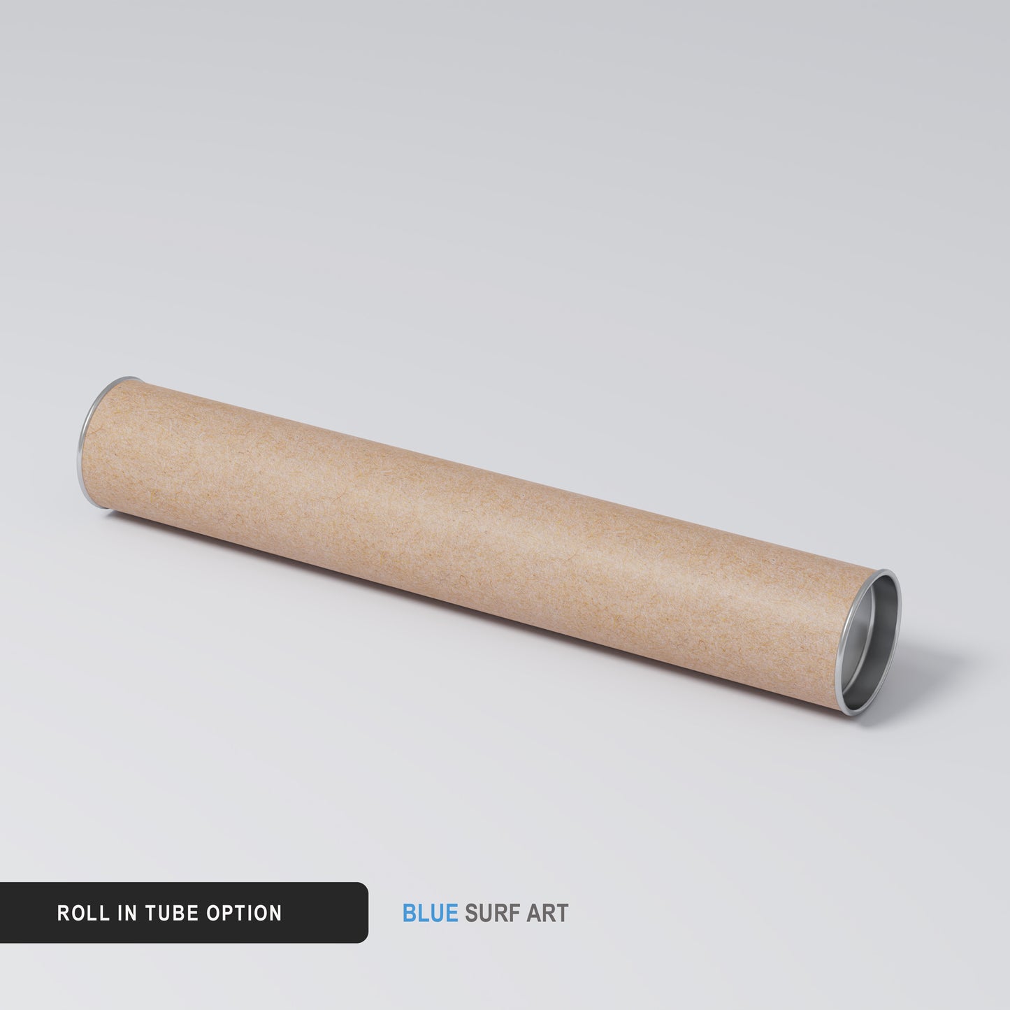 Roll of paper or fabric on a cardboard tube with 'Blue Surf Art' branding on a light gray background.