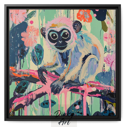 Shop “Playful Monkey in Paradise” – colorful tropical wall art by Dinky Art. Available as print or hand-painted oil on canvas, rolled or stretched, in various sizes.