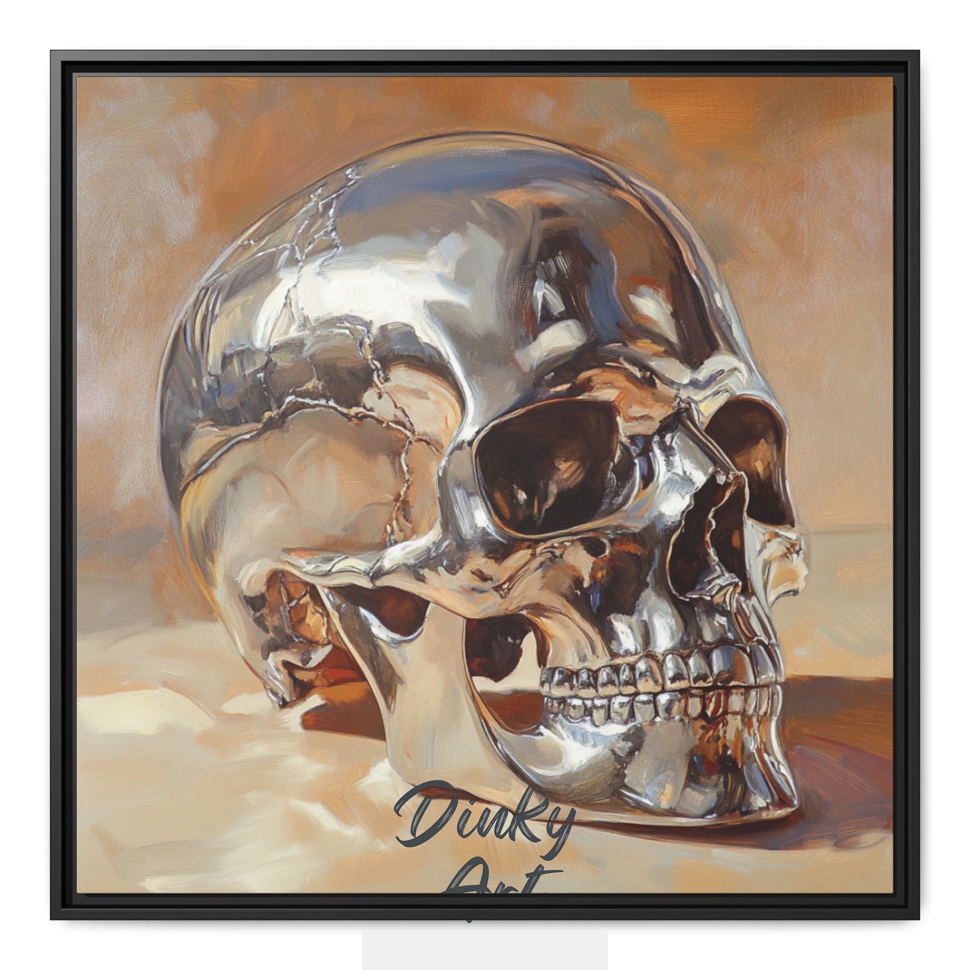 Hand-Painted Skull Oil on Canvas - Original Reproduction masterpiece