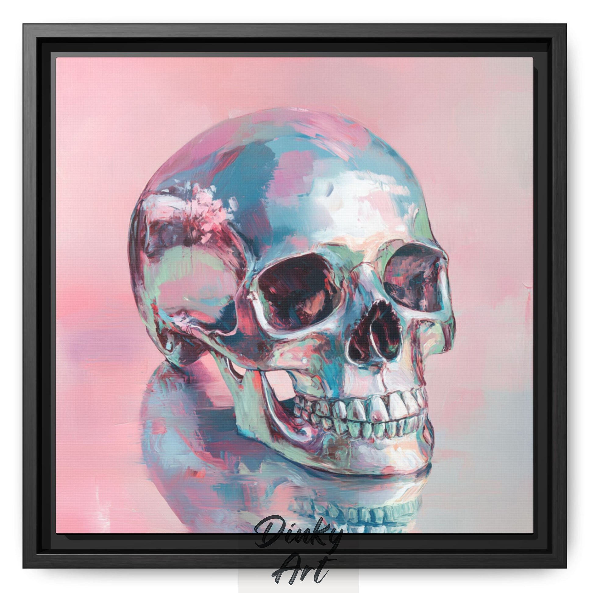 Hand-Painted Skull Oil on Canvas - Original Reproduction masterpiece