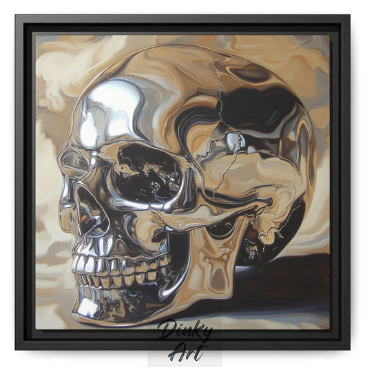 Hand-Painted Skull Oil on Canvas - Original Reproduction masterpiece