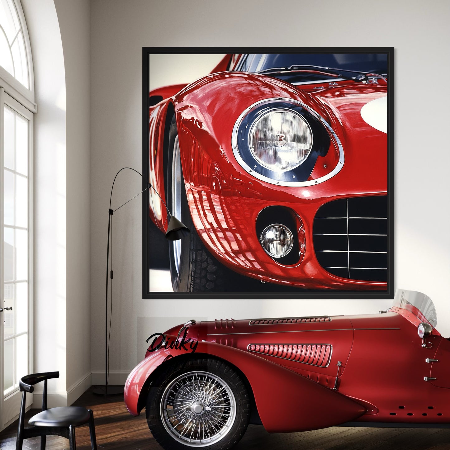 Shop “Red Velocity” – a dynamic red sports car artwork full of shine and motion. Available as hand-painted oil on canvas or fine art print at Dinky Art.