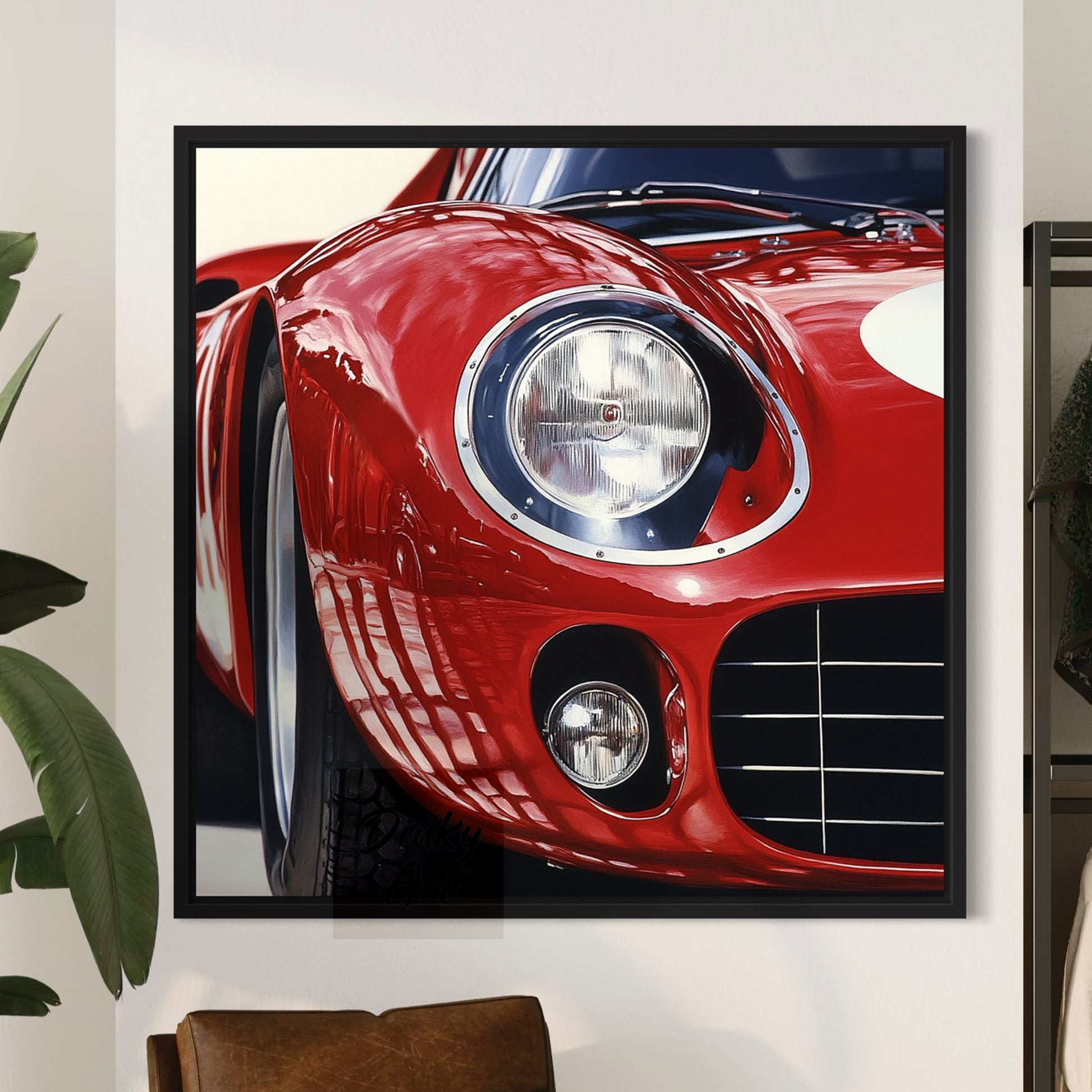 Shop “Red Velocity” – a dynamic red sports car artwork full of shine and motion. Available as hand-painted oil on canvas or fine art print at Dinky Art.