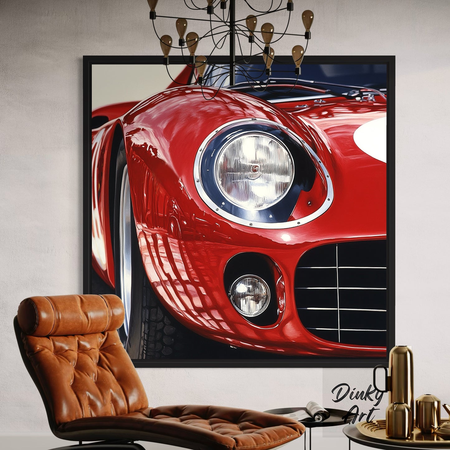 Shop “Red Velocity” – a dynamic red sports car artwork full of shine and motion. Available as hand-painted oil on canvas or fine art print at Dinky Art.