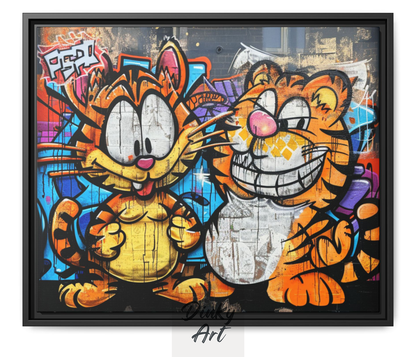 Playful Cat and Smiling Tiger Mural