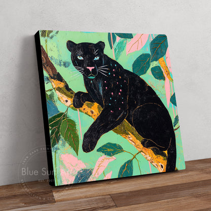 Black Panther Wall Art | Jungle Animal Painting | Dinky Art