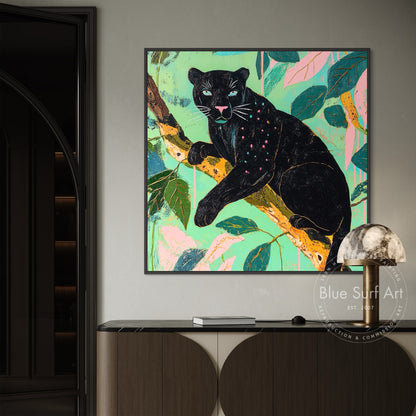 Black Panther Wall Art | Jungle Animal Painting | Dinky Art
