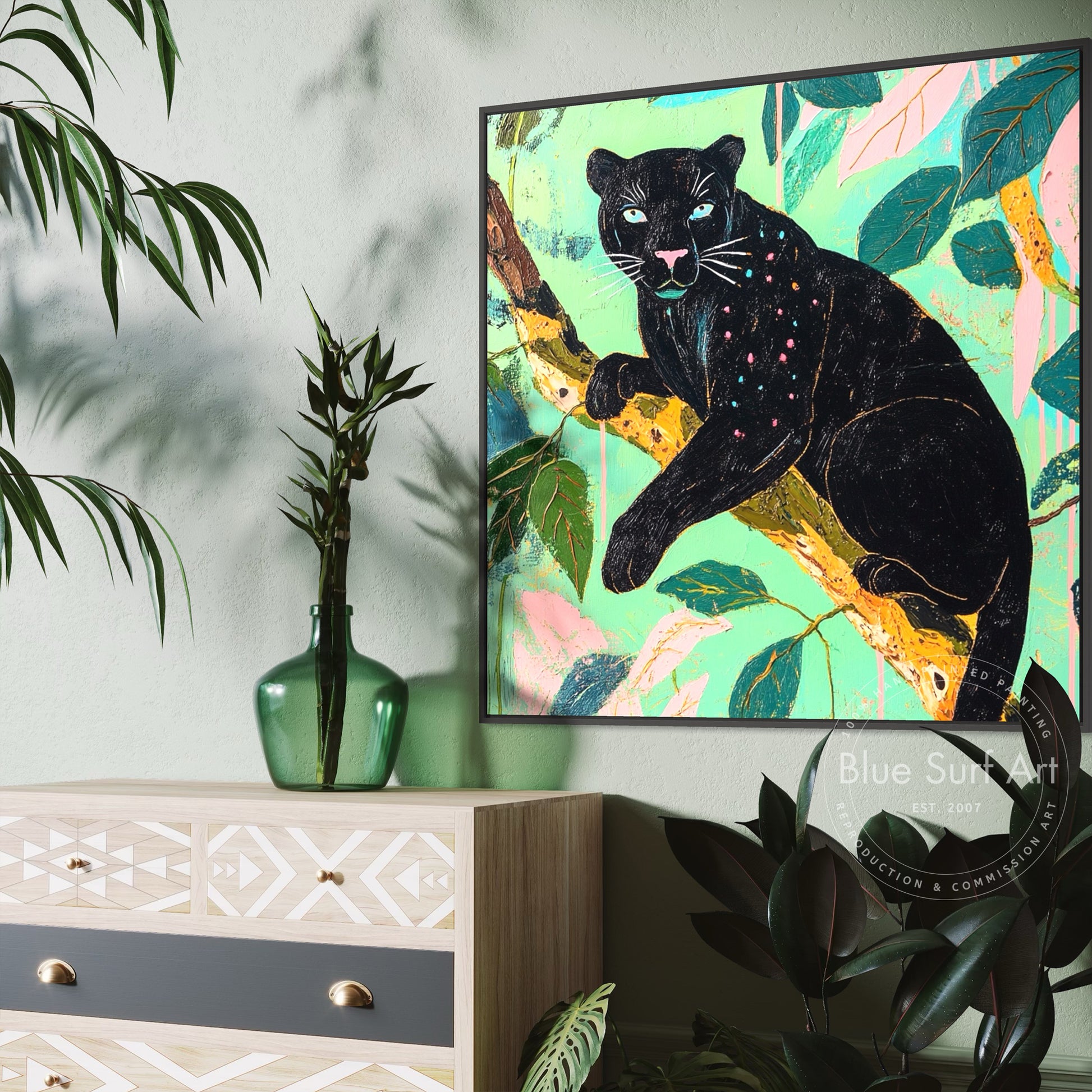 Black Panther Wall Art | Jungle Animal Painting | Dinky Art