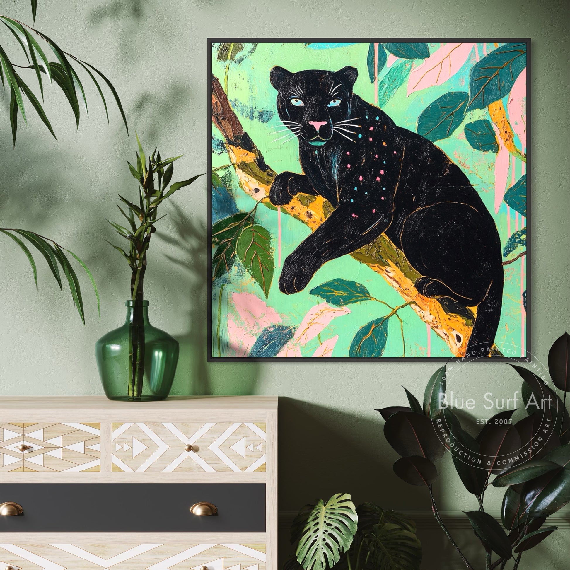 Black Panther Wall Art | Jungle Animal Painting | Dinky Art