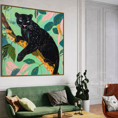 Black Panther Wall Art | Jungle Animal Painting | Dinky Art