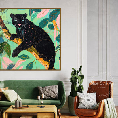 Black Panther Wall Art | Jungle Animal Painting | Dinky Art
