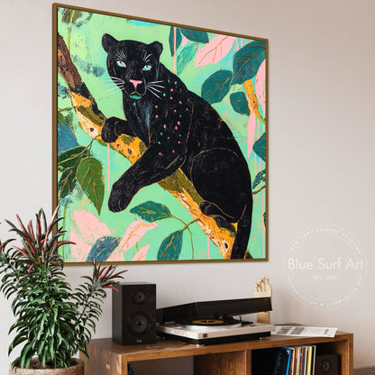 Black Panther Wall Art | Jungle Animal Painting | Dinky Art