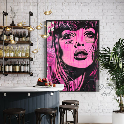 Hand-Painted The World is Pink Pop Art Vintage Painting - Print Available