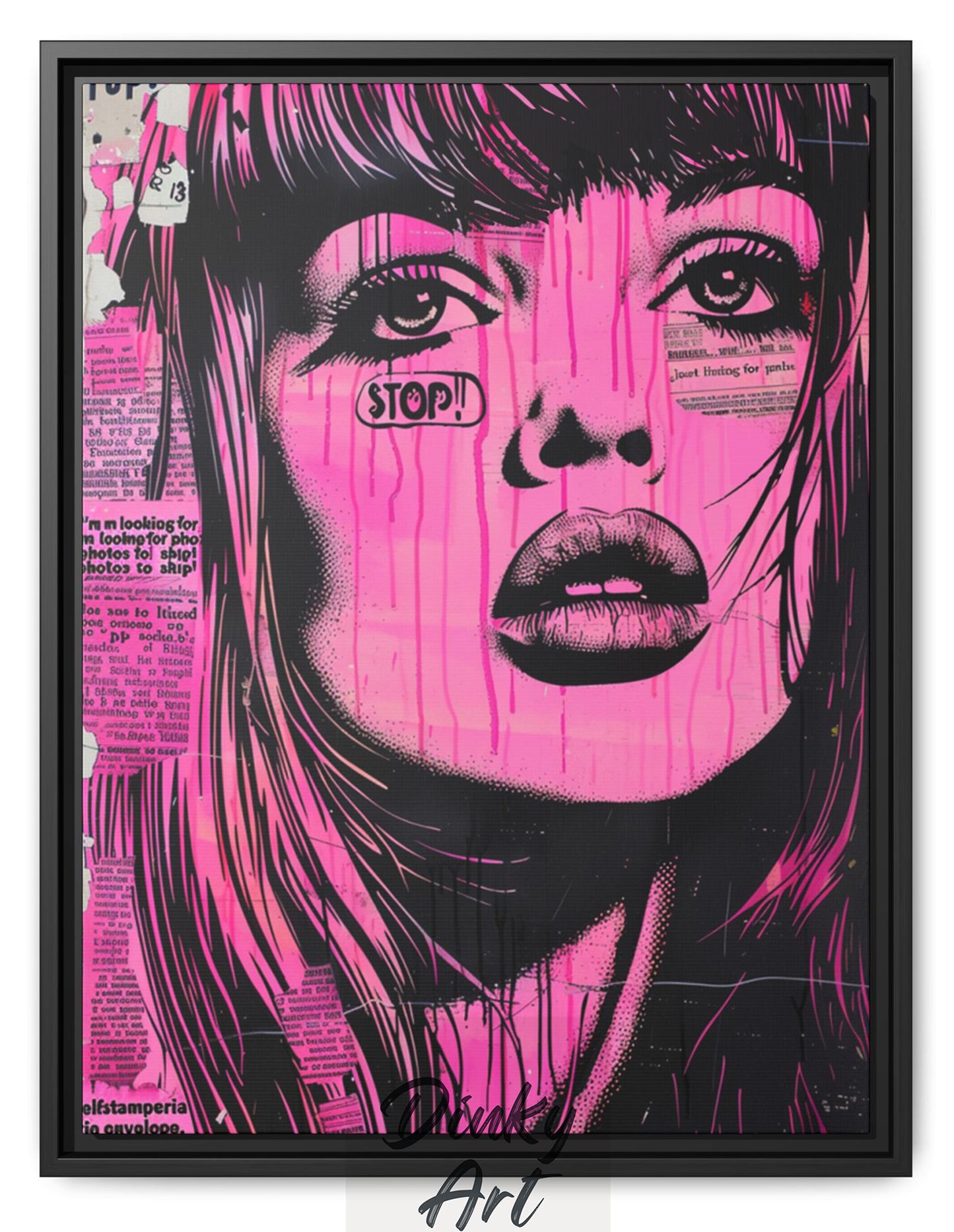 Hand-Painted The World is Pink Pop Art Vintage Painting - Print Available