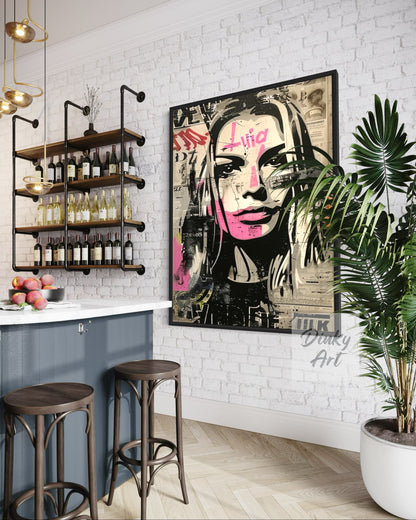 Hand-Painted Magazine Girl Pop Art Vintage Painting - Print Available