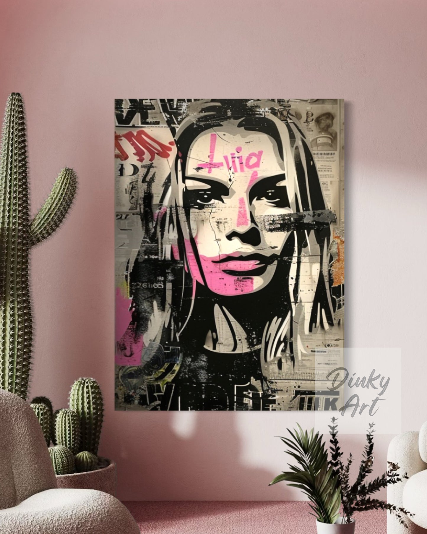 Hand-Painted Magazine Girl Pop Art Vintage Painting - Print Available