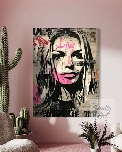 Hand-Painted Magazine Girl Pop Art Vintage Painting - Print Available