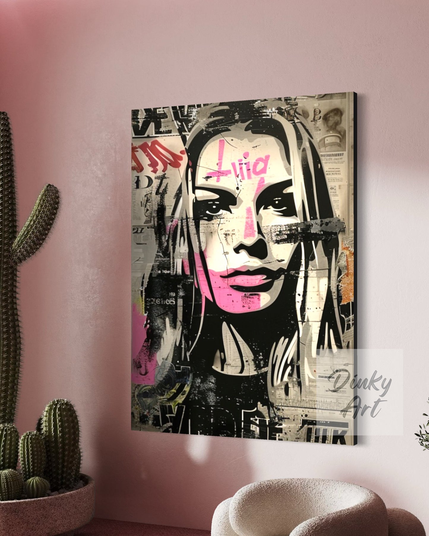 Hand-Painted Magazine Girl Pop Art Vintage Painting - Print Available