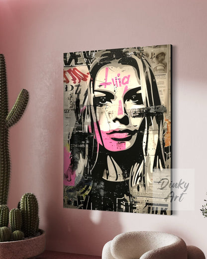 Hand-Painted Magazine Girl Pop Art Vintage Painting - Print Available