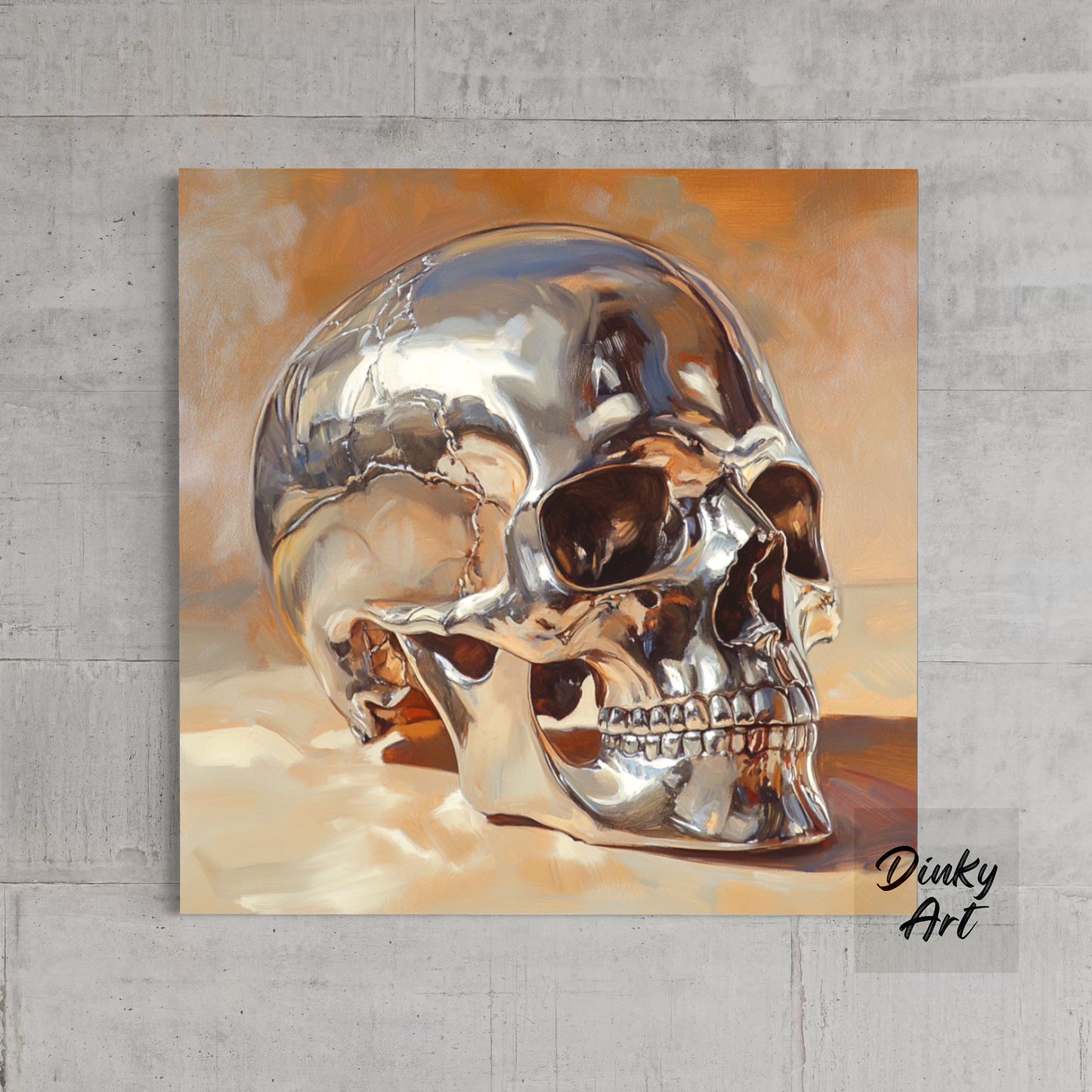 Hand-Painted Skull Oil on Canvas - Original Reproduction masterpiece
